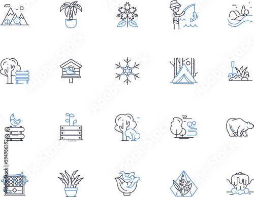 Ecosystem line icons collection. Biodiversity, Habitat, Sustainability, Keyst, Interdependence, Balance, Interconnectedness vector and linear illustration. Resilience,Adaptation,Eutrophication outline