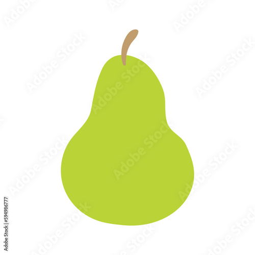 Pear hand drawn illustration. Cartoon style flat design, isolated vector. Summer, autumn print element, farming, gardening, harvest, agriculture, healthy food, vegetarian diet, seasonal ingredient