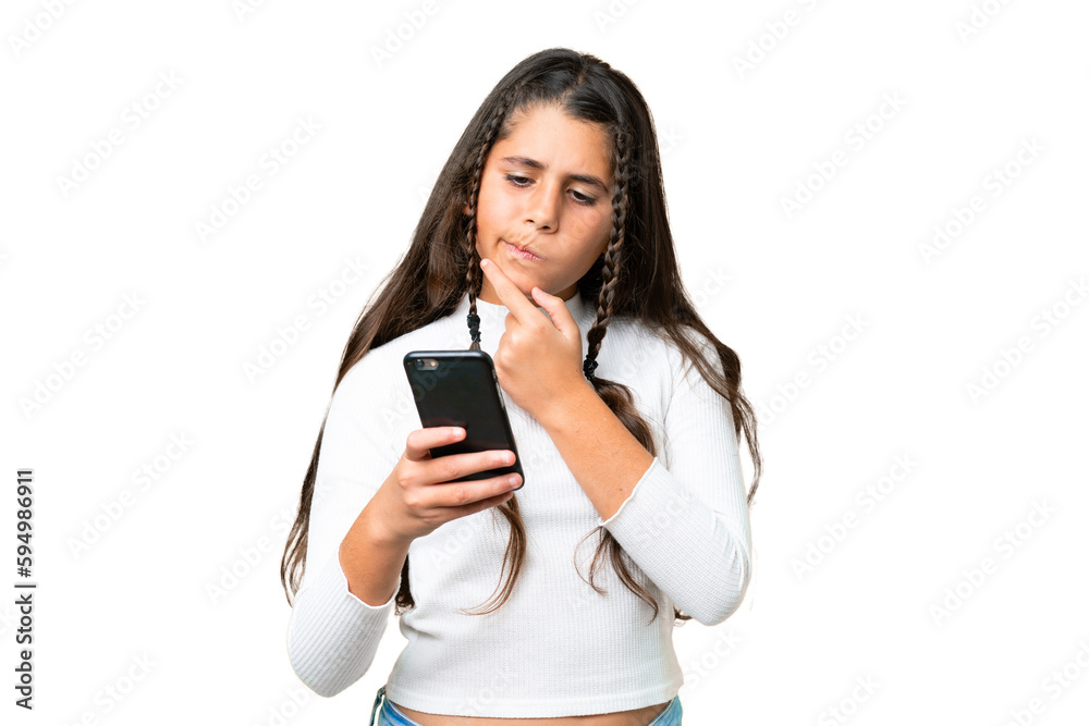 Young girl over isolated chroma key background thinking and sending a message Young girl over isolated chroma key background thinking and sending a message