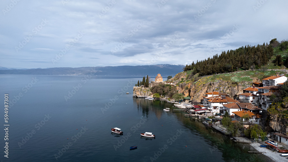 Aerial View Of Jovan Kaneo Church Ohrid