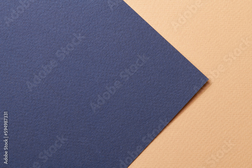 Rough kraft paper background, paper texture blue beige colors. Mockup with copy space for text