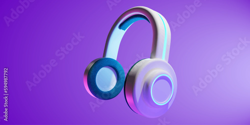 heaphone 3d neon dj festival music