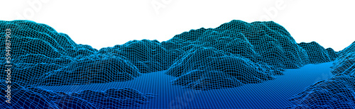 Neon grid landscape with old 80s arcade game style for New Retro Wave party banner or 80s revival music album cover