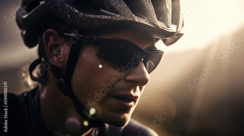 Portrait of cyclist outdoors, Generative AI illustration © IBEX.Media