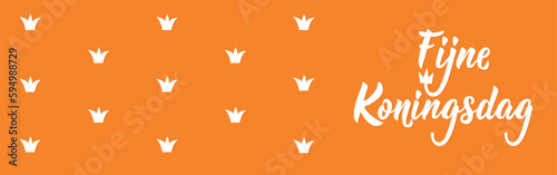 Dutch text: Happy King's Day. Lettering. vector. Holidays banner. Fijne Koningsdag.