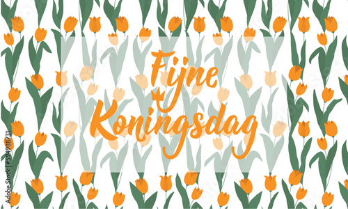 Dutch text: Happy King's Day. Lettering. vector. element for flyers, banner and posters. Fijne Koningsdag.