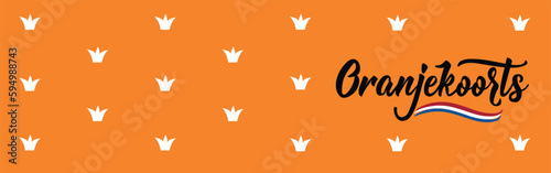 Dutch text: Orange fever. Oranjekoorts Koningsdag lettering. vector. element for flyers, banner and posters.