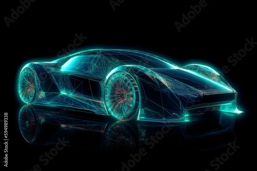 Beautiful Fast Futuristic Sports Car AI Generative. Generative AI