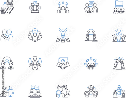 Mediation Meeting line icons collection. Conflict, Resolution, Negotiation, Communication, Listening, Understanding, Compromise vector and linear illustration. Dialogue,Agreement,Truce outline signs