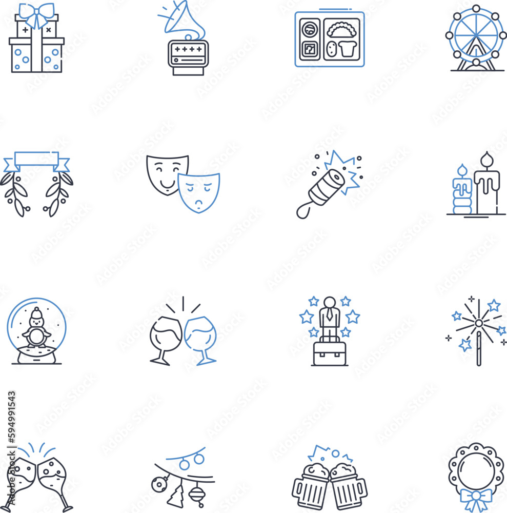 Respecting idols line icons collection. Reverence, Admiration, Veneration, Appreciation, Esteem, Honor, Devotion vector and linear illustration. Recognition,Obedience,Gratitude outline signs set