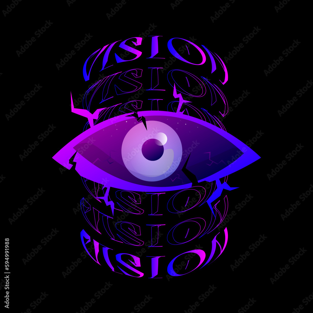 illustration eye gradient streetwear design for clothes