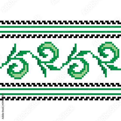 Vector illustration of Ukrainian folk ornament. Vyshyvanka. Traditional geometric pattern. Ukrainian embroidery.