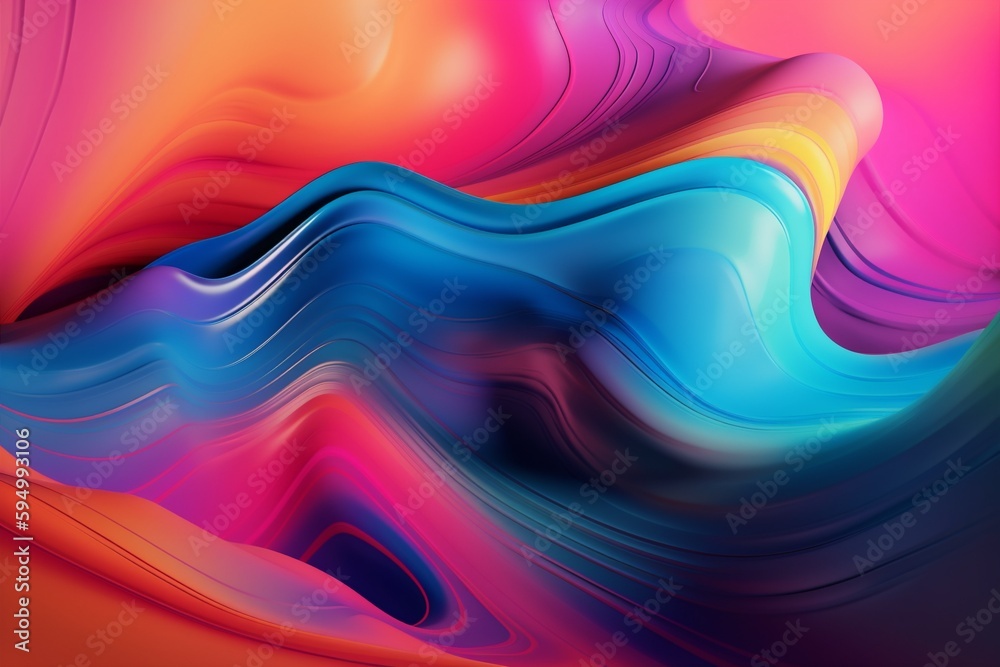 Obraz premium background pink flowing art modern pattern element red wavy blue decorative geometric shape. Generative AI.