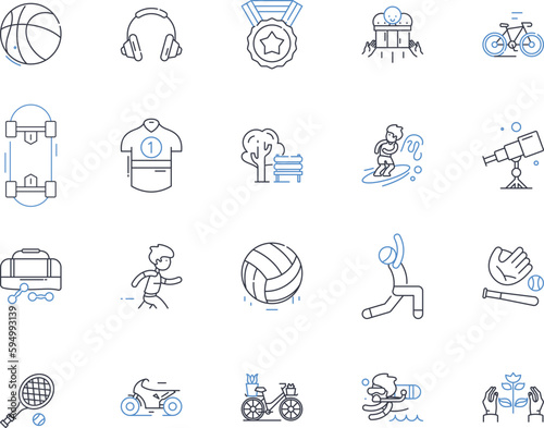 Diversion line icons collection. Distraction, Fun, Amusement, Entertainment, Recreation, Relaxation, Interlude vector and linear illustration. Break,Escapade,Frolic outline signs set