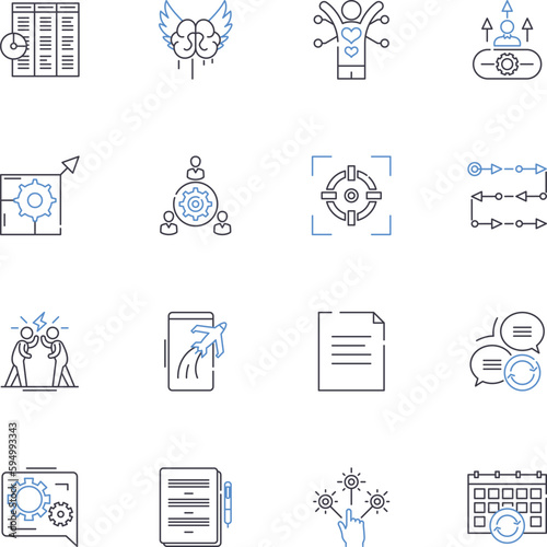 Friend relationships line icons collection. Trust, Loyalty, Support, Empathy, Laughter, Hsty, Understanding vector and linear illustration. Companionship,Dependability,Forgiveness outline signs set