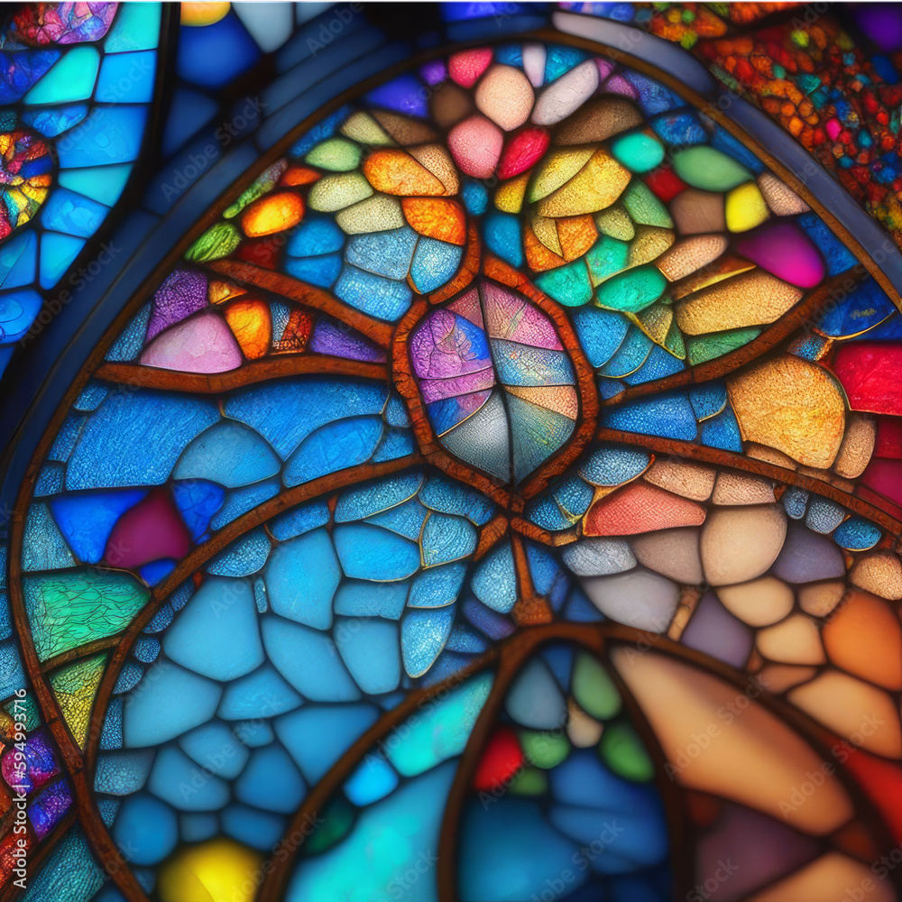Stained glass window with the abstract pattern