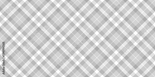 Seamless subtle light grey diagonal checker tartan fabric pattern. Contemporary trendy monochrome gray plaid fashion textile transparent overlay. Tablecloth, picnic blanket design background texture.