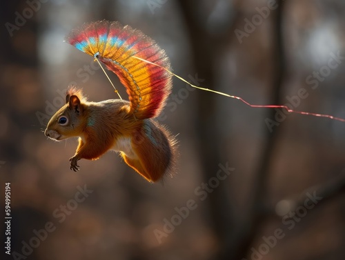 A squirrel flying a kite © Suplim