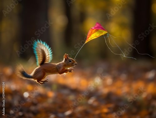 A squirrel flying a kite © Suplim