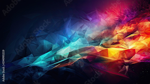 Colourful geometric shapes, abstract desktop background, made with Generative AI