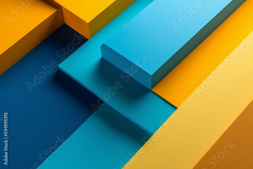Geometric abstract two color, blue and yellow, colorful minimal generative AI