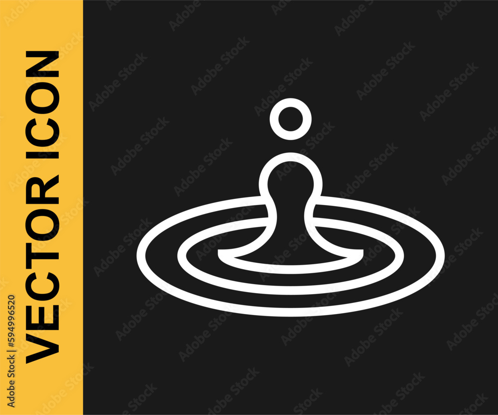 White line Water drop icon isolated on black background. Vector White line Water drop icon isolated on black background. Vector