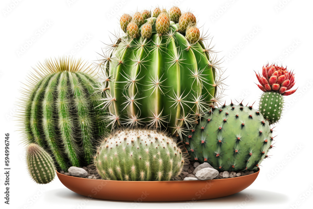Assorted cactus in a clay bowl Generative AI Assorted cactus in a clay bowl Generative AI