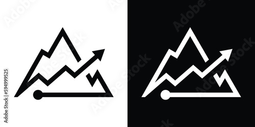 logo design mountain and financial graph line icon vector illustration