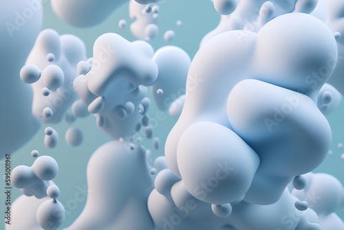 Generative AI illustration of abstract background with white foam flying in air in light place photo