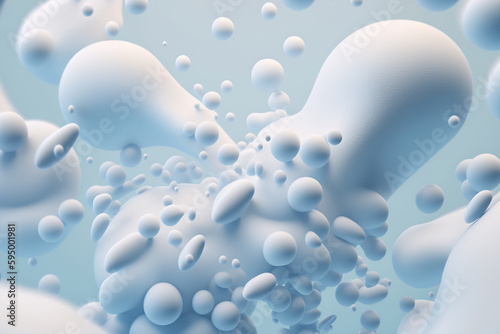 Generative AI illustration of abstract background with white foam flying in air in light place photo