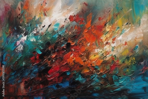 Abstract colorful oil painting on canvas texture.
