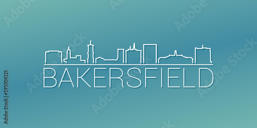 Bakersfield, CA, USA Skyline Linear Design. Flat City Illustration Minimal Clip Art. Background Gradient Travel Vector Icon.