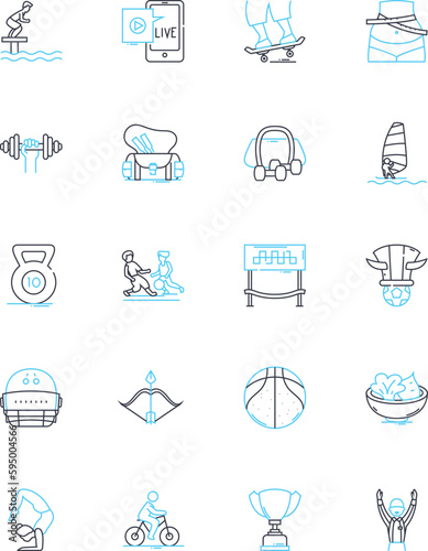 Ballet linear icons set. Pirouette, Tutu, Pas de deux, Pointe, Plie, Leap, Ballerina line vector and concept signs. Barre,Grande jete,Swan Lake outline illustrations