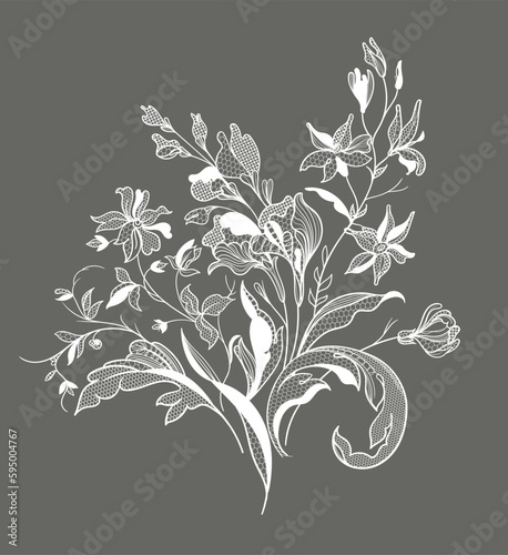 ace  flowers and foliage. Vector illustration, bouquet.