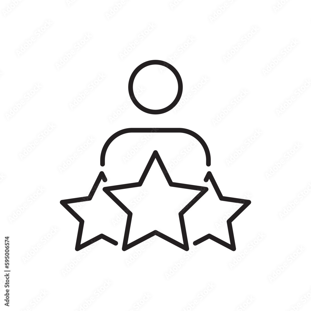 Man with three stars line icon. Editable stroke Man with three stars line icon. Editable stroke