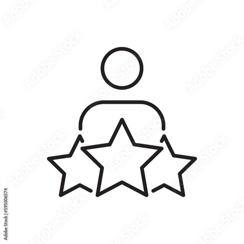Man with three stars line icon. Editable stroke
