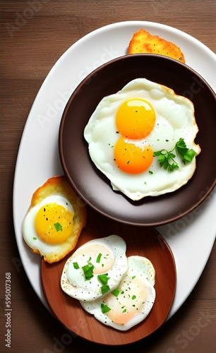 scrambled eggs in a pan breakfast greens