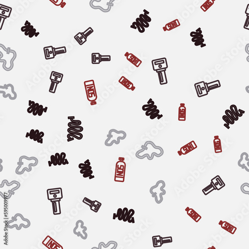Set line Racing track, Car key with remote, and Nitrous oxide on seamless pattern. Vector