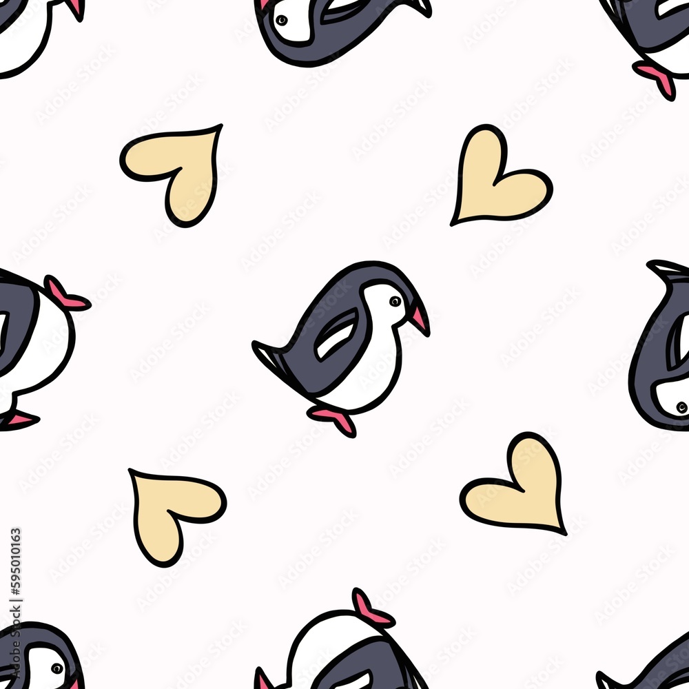 2seamless pattern with penguins