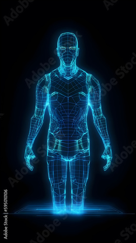 human hologram 3d geometric ,generative ai