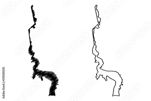 Lake Kol-Suu (Kyrgyzstan, Kyrgyz Republic) map vector illustration, scribble sketch Köl-Suu or Kol Suu map