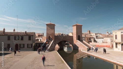 Comacchio, Italy, time lapse of the Trepponti bridge photo