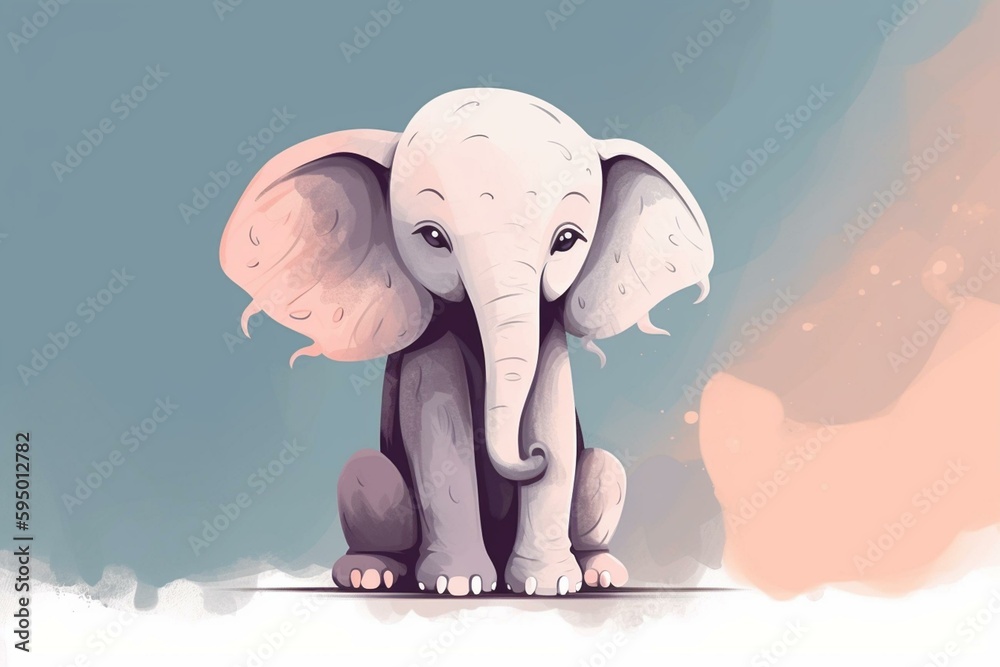 Cute Elephant, Cute Animal, Background, Gernerative AI. Generative AI