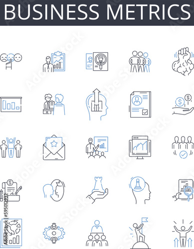 Business metrics line icons collection. Documentation  Records  Invoices  Contracts  Reports  Audit  Compliance vector and linear illustration. Verification Screening Due diligence outline signs set