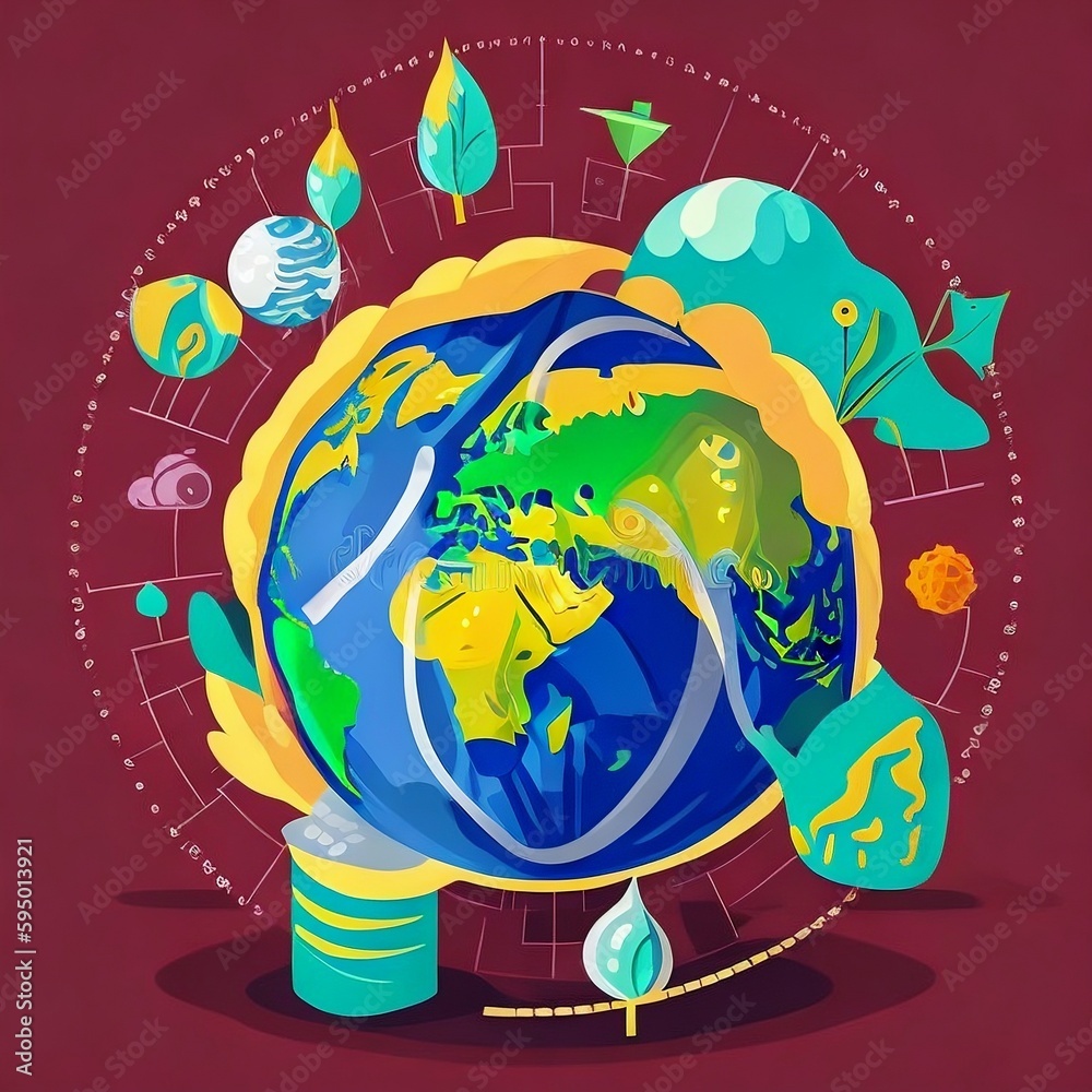 Naklejka premium earth colourful illustration environment