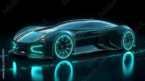 hologram futuristic electric car  generative ai