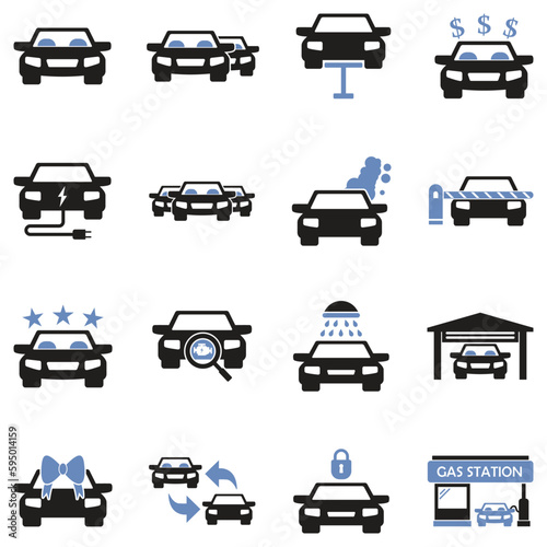 Car Icons. Two Tone Flat Design. Vector Illustration.