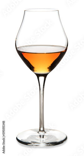 Amber sweet wine or italian wine passito in glass isolated
