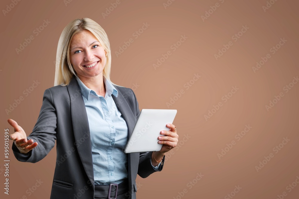 Young smiling business woman with digital tablet Young smiling business woman with digital tablet