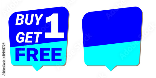 Buy 1 get 1 free discount tag with one blank template. Vector illustration EPS 10 file.